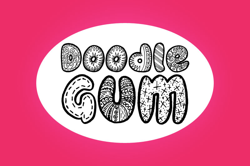 doodle gum embroidery font