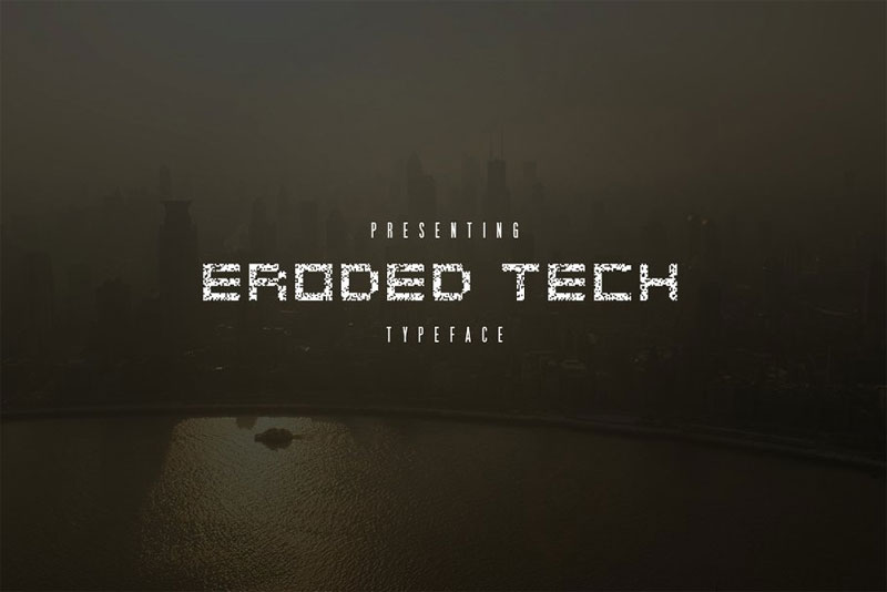 eroded tech typeface space font