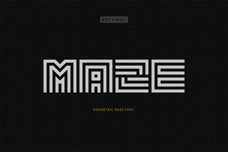 geometric maze space font