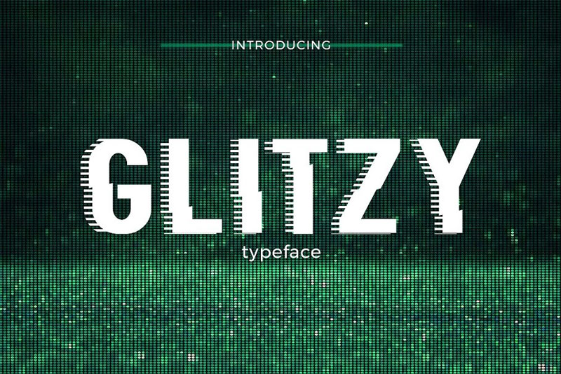 glitzy typeface glitch font