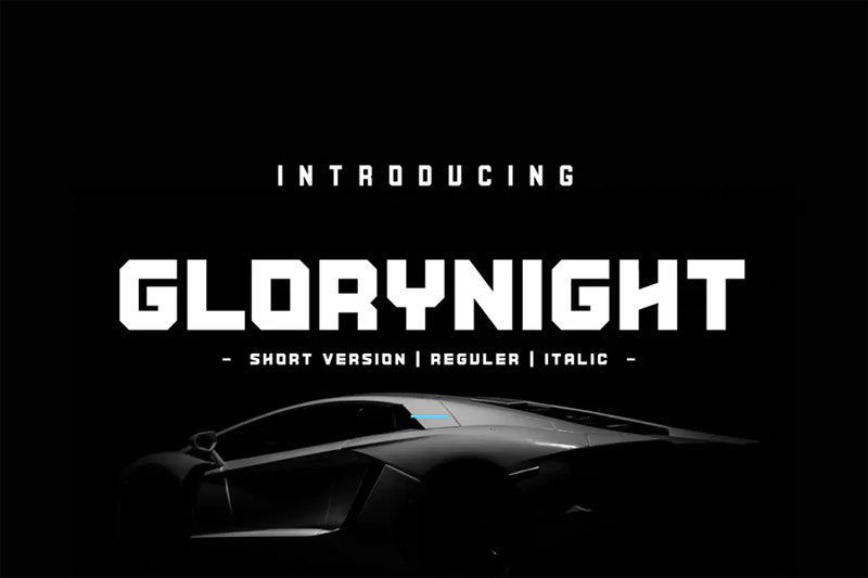 glorynight short version space font