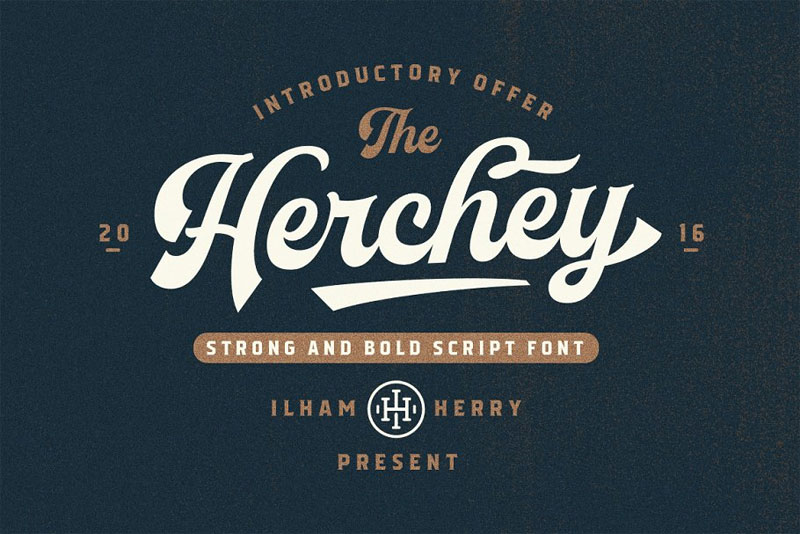 herchey script baseball font