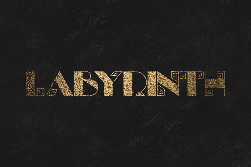 labyrinth art deco font