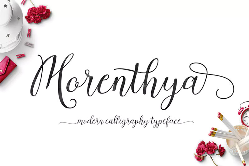morenthya script embroidery font