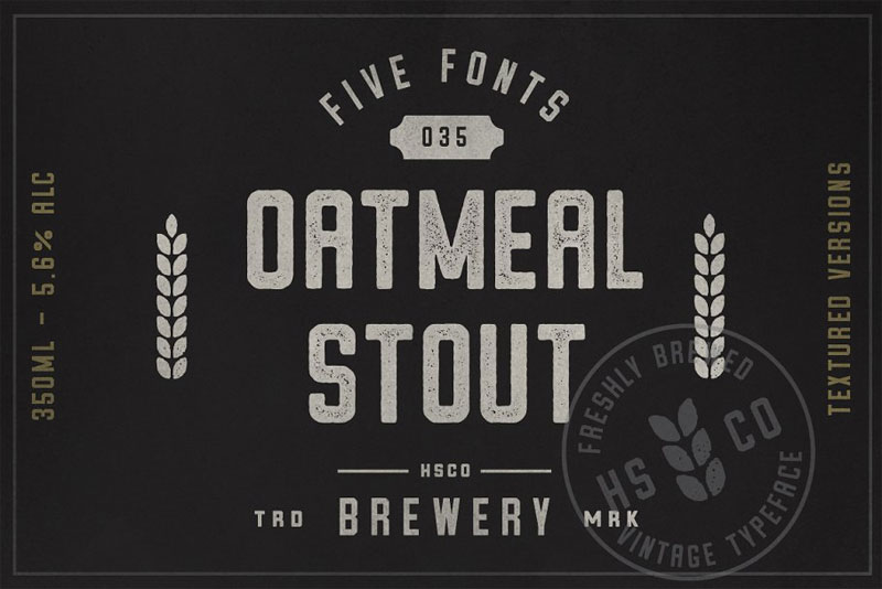 oatmeal stout 5 styles distressed font