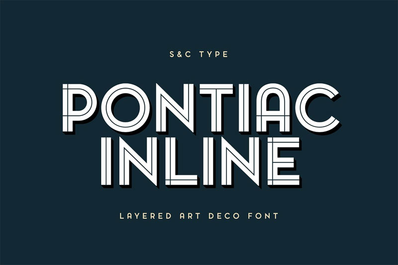 pontiac inline art deco font