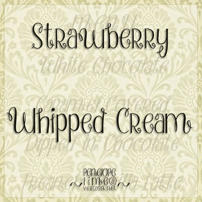 strawberry whipped cream embroidery font