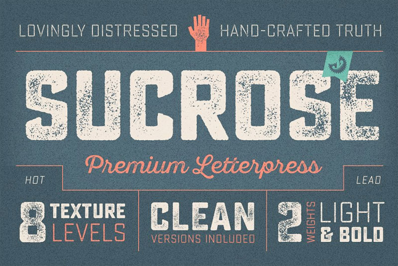 sucrose letterpress distressed font