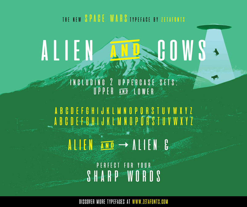 aliens and cows condensed font
