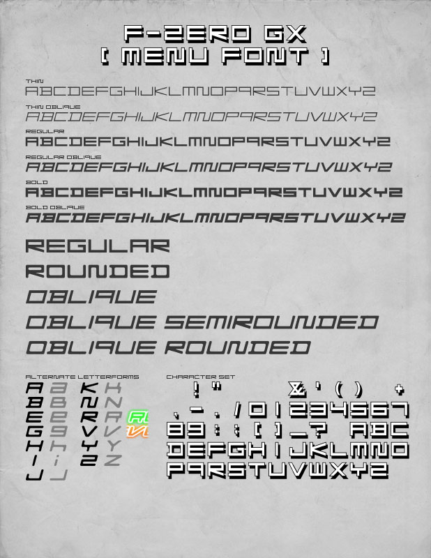 f zero gx menu futuristic font