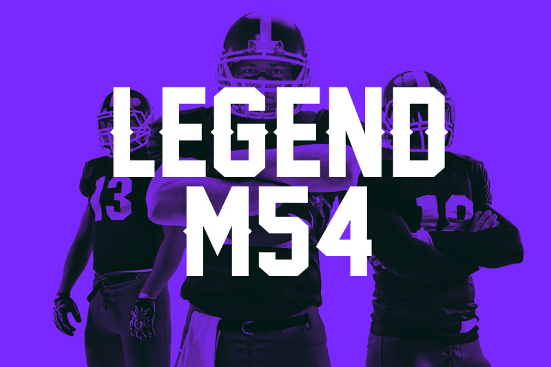 legend m54 varsity font
