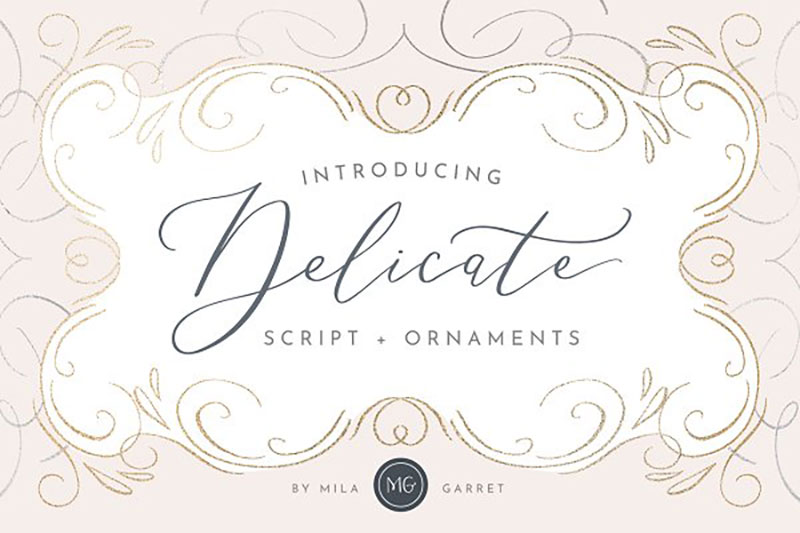 delicate elegant script ornaments royal font