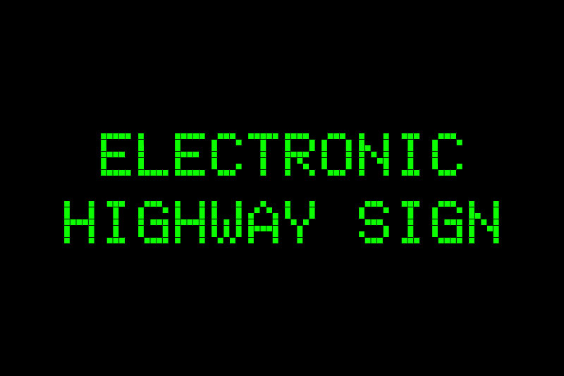 electronic highway sign digital clock font