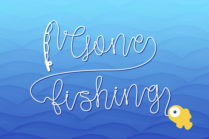 gone fishing fishing font