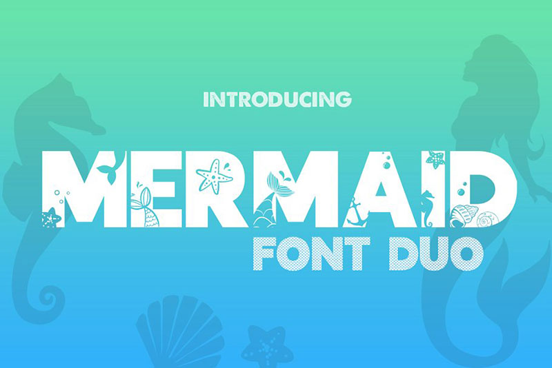 mermaid font-duo fishing font