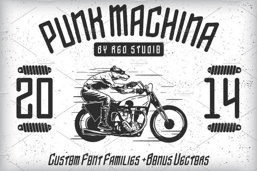 Punk Machina Typeface Bonus Biker font
