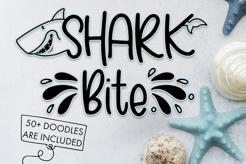 shark bite fishing font