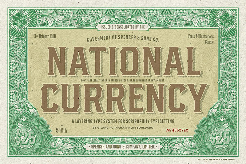 ss national currency bundle royal font