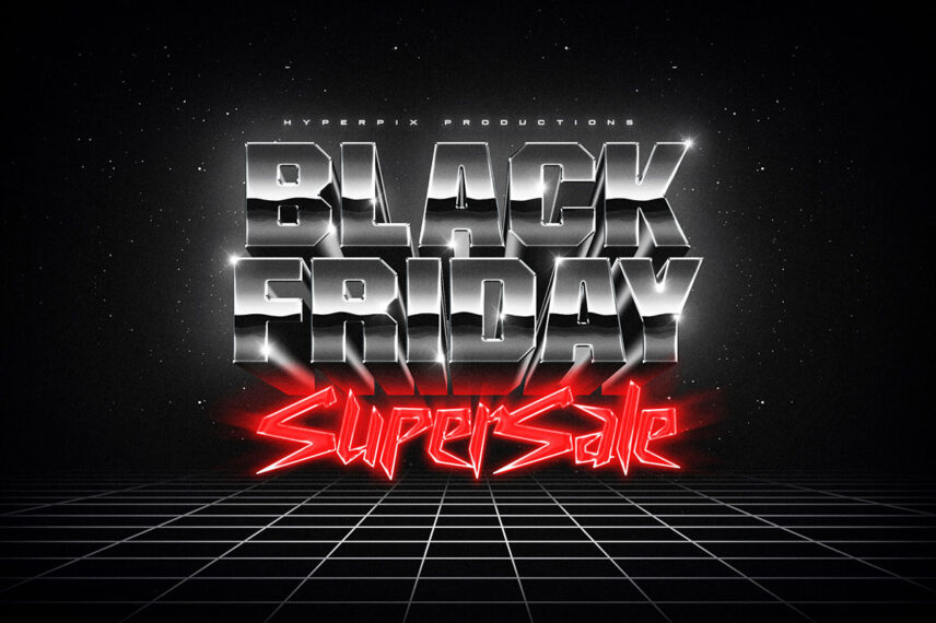 80s Black Friday Text and Logo Effect