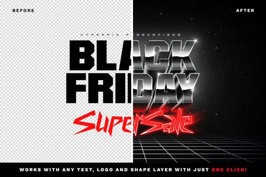 80s Black Friday Text and Logo Effect