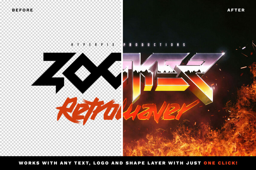 80s Fire Text and Logo Effect