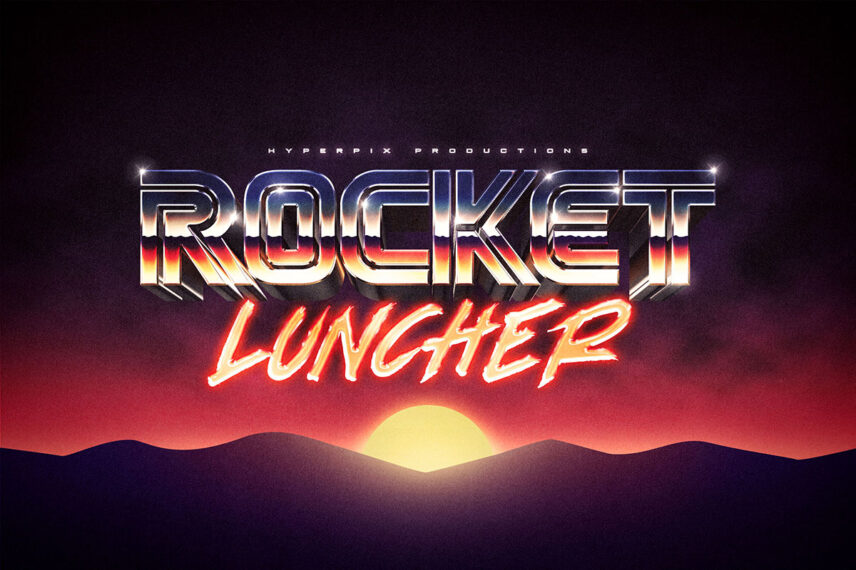 80s Sunset Text and Logo Style