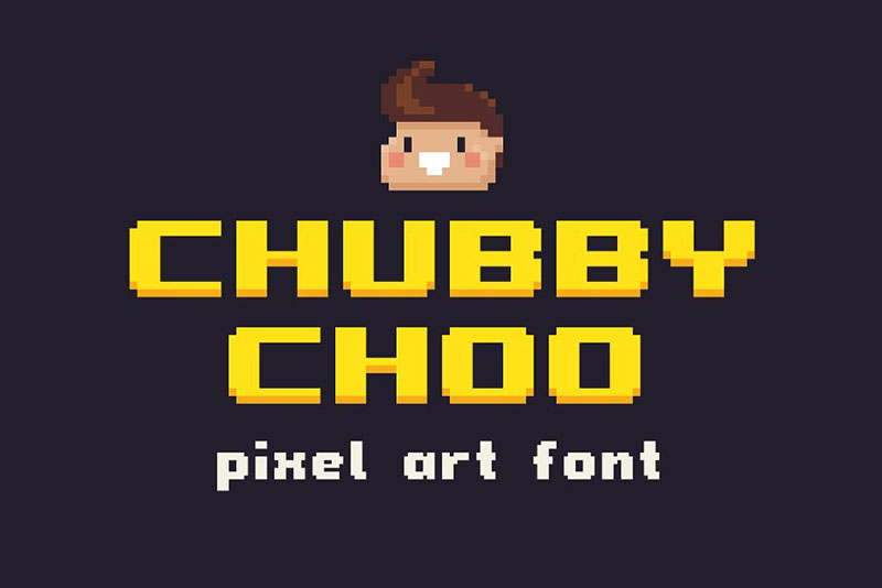 chubby choo pixel art arcade font