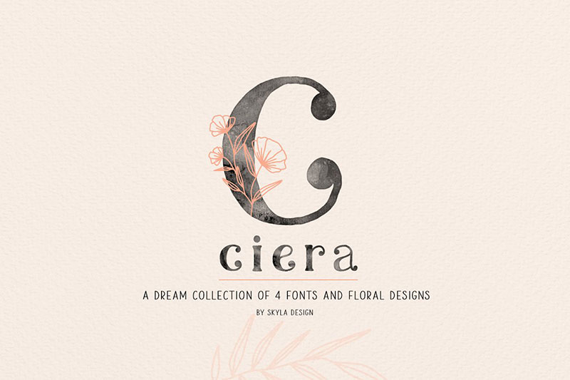 ciera watercolor svg florals watercolor font