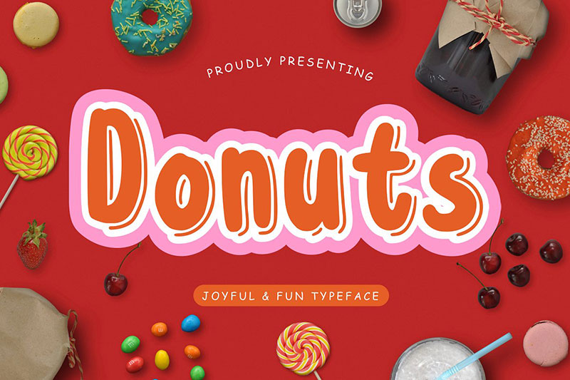 donuts joyful fun typeface donut font