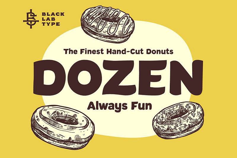 dozen fu loving display donut font