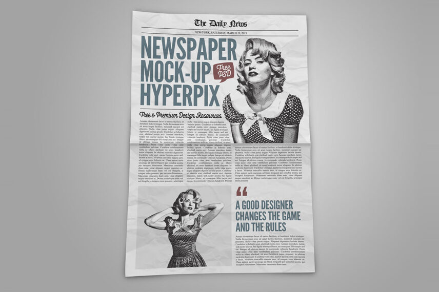 Download Full Page Newspaper Mockup PSD Template | Hyperpix