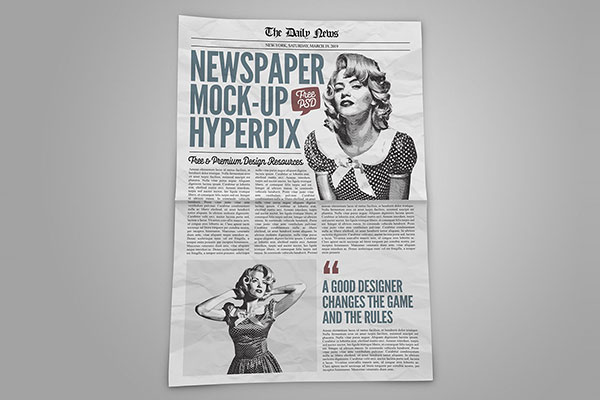 Download Full Page Newspaper Mockup PSD Template | Hyperpix