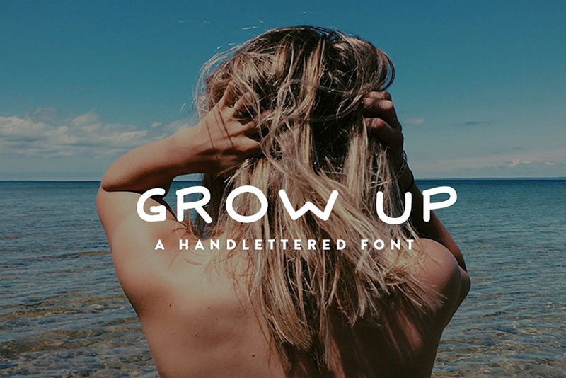 grow up hand lettered running font