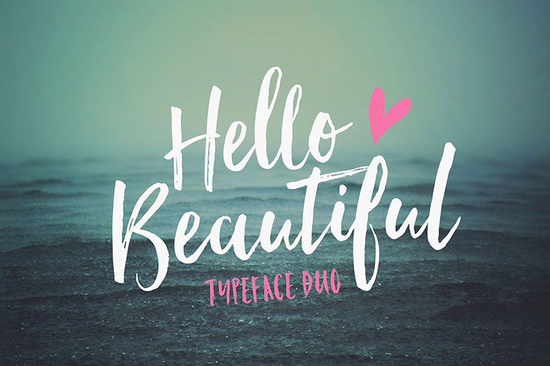 hello beautiful font duo swashes watercolor font