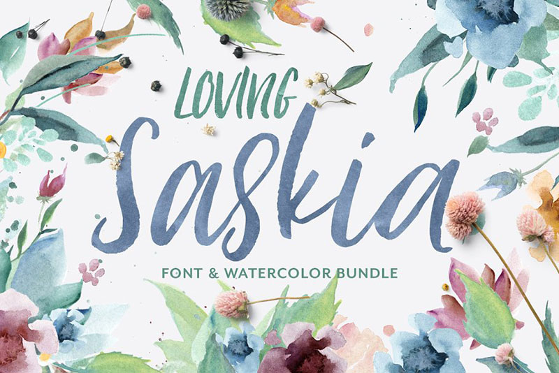 loving saskia graphics bundle watercolor font