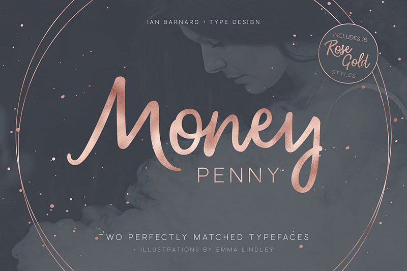 money penny script sans watercolor font