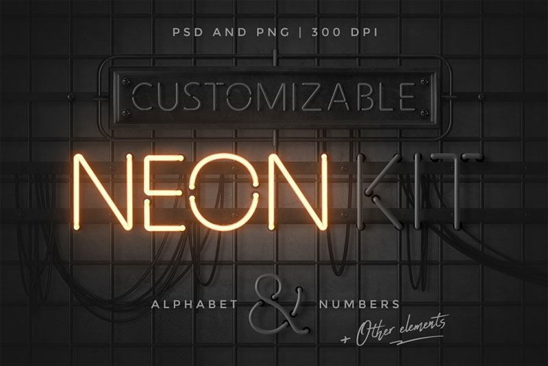 neon alphabet kit neon font