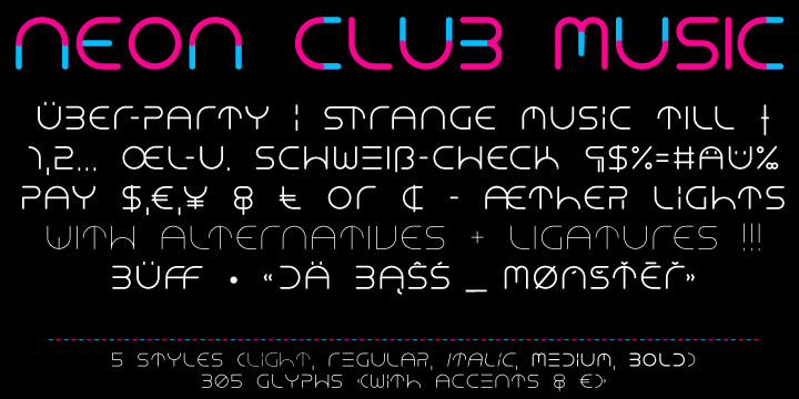 neon club music neon font