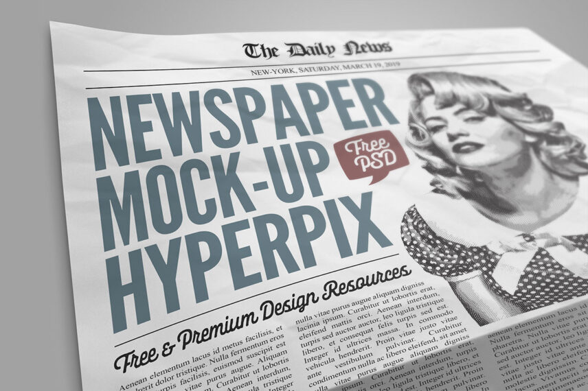 Newspaper Close Up Mockup PSD Template