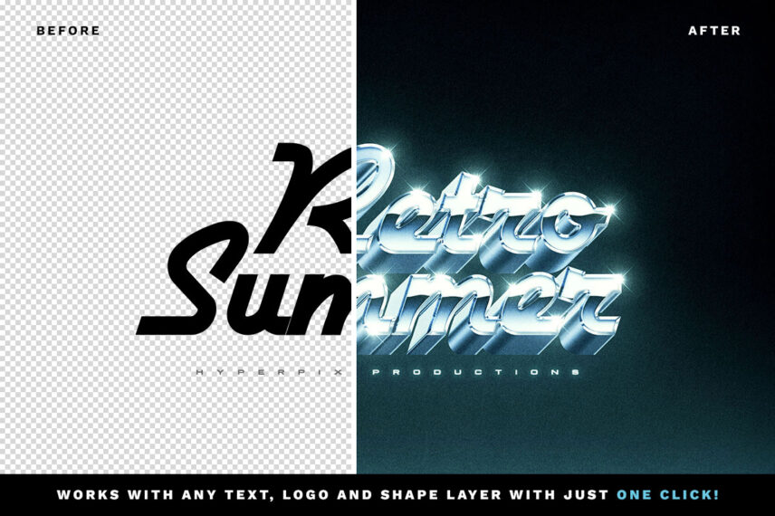 Retro Chrome Text and Logo Effect Vol.2