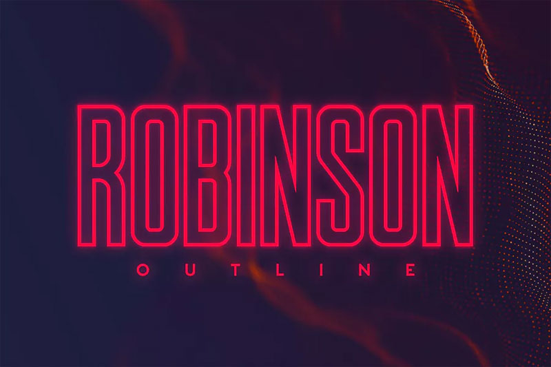 robinson outline neon font