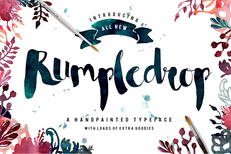 rumpledrop typeface bundle watercolor font