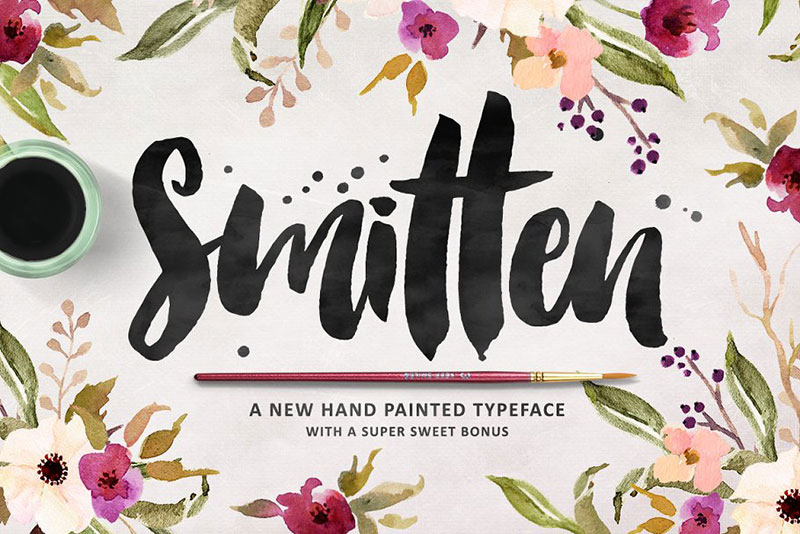 smitten script bonus goodies watercolor font