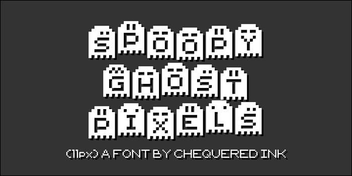 spoopy ghost pixels arcade font