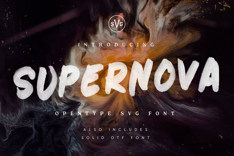 supernova free hand painted watercolor font