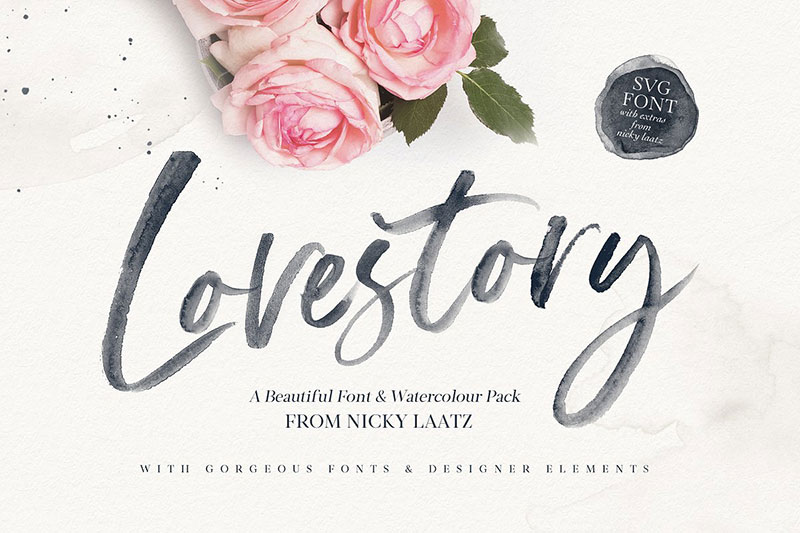 the lovestory font collection watercolor font