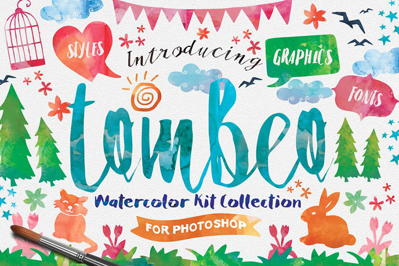 tombeo watercolor kit collection watercolor font