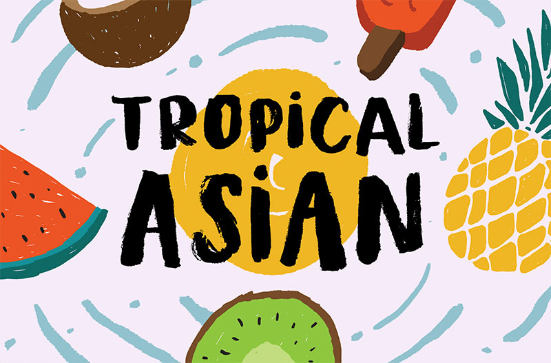 tropical asian watercolor font