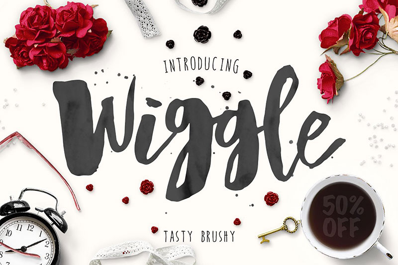 wiggle watercolor-brush script watercolor font