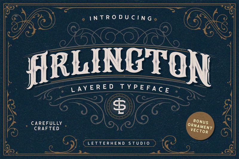 arlington layered steampunk font